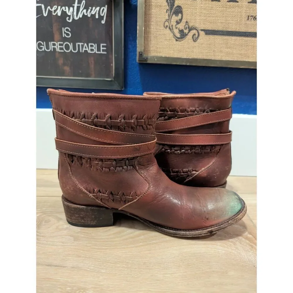 RARE Freebird by Steven Home Booties Women's Size 10 Distressed Leather